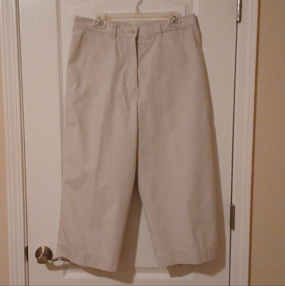 LAUREN RALPH LAUREN Wide Leg Khaki Crop Pants Women's Size 14